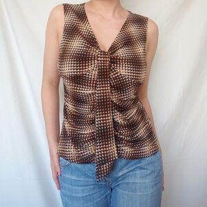Laura Brown Square Pattern Tank Top Size Medium